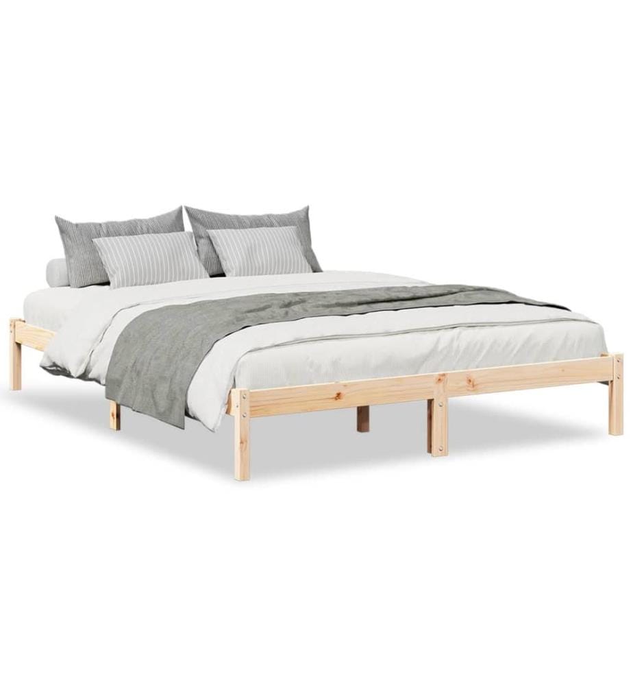 Cadre de lit extra long sans matelas 160x220 cm bois massif pin