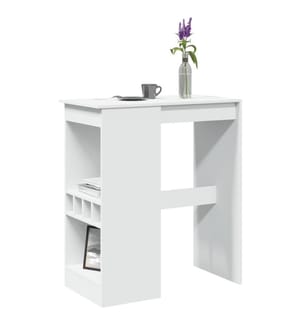 Table de bar avec étagères blanc bois d'ingénierie