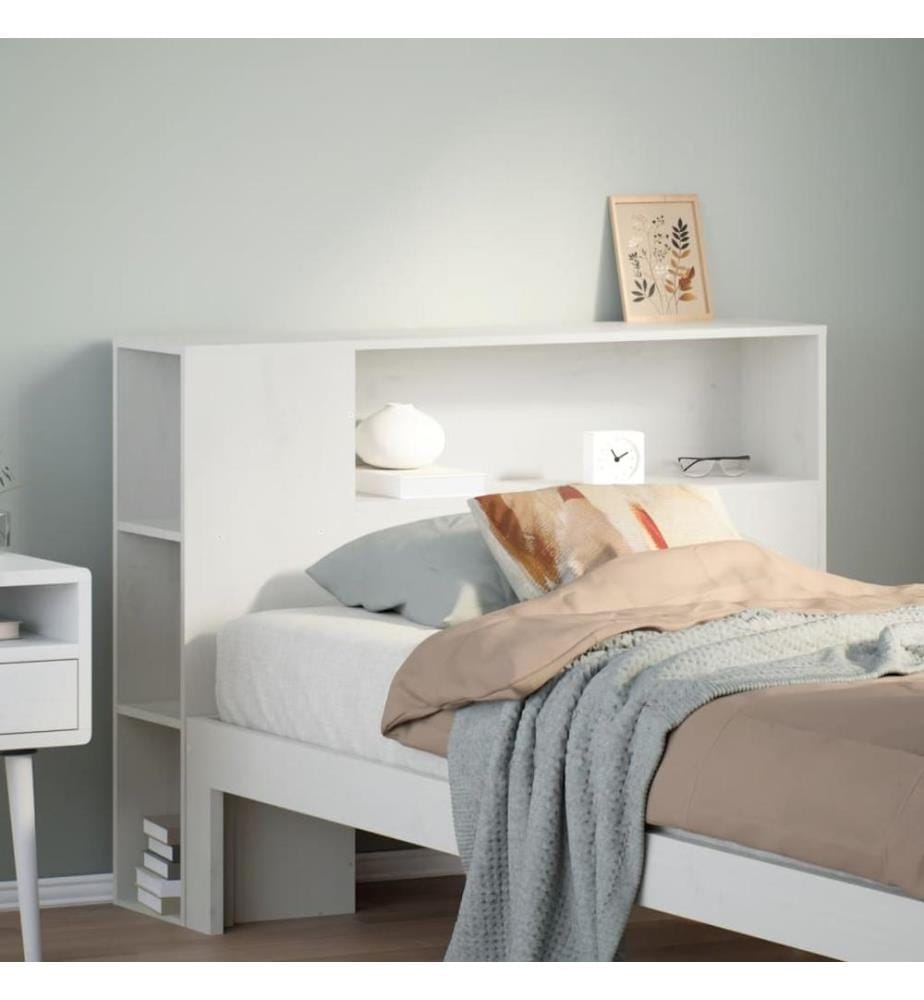 Kopfteil mit Stauraum Weiss 75 cm Massivholz Kiefer