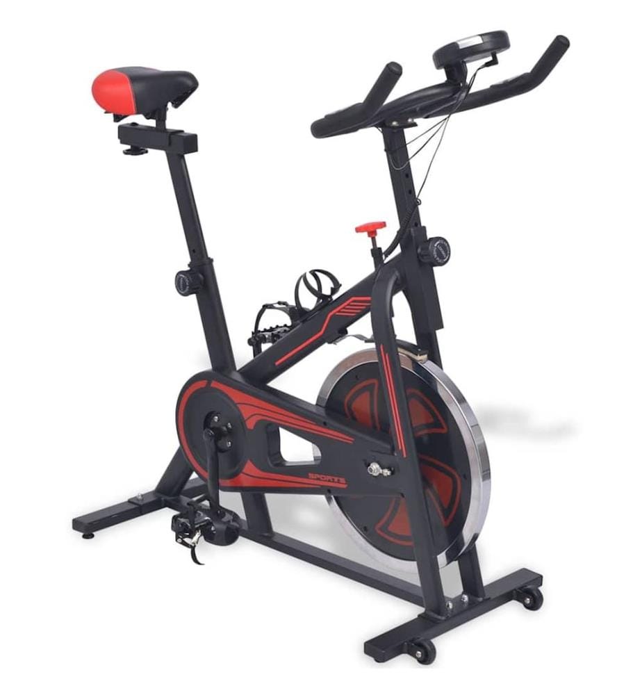 Heimtrainer mit Pulsmesser Schwarz und Rot