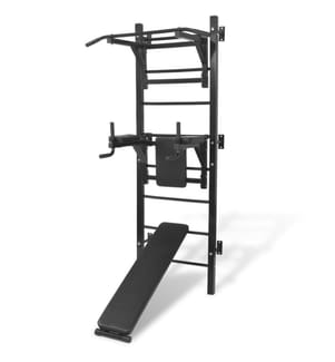 Multifunktionaler Fitness-Kraftturm zur Wandmontage Schwarz