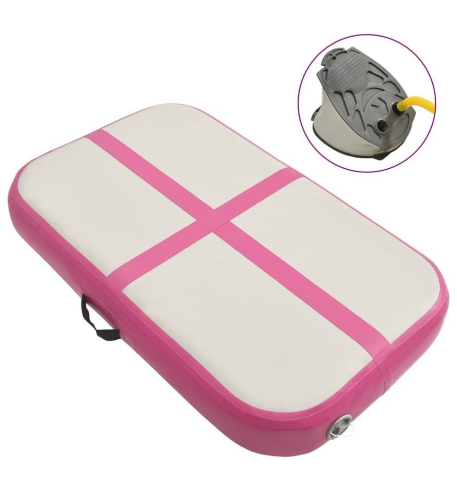 Aufblasbare Gymnastikmatte mit Pumpe 60x100x10 cm PVC Rosa