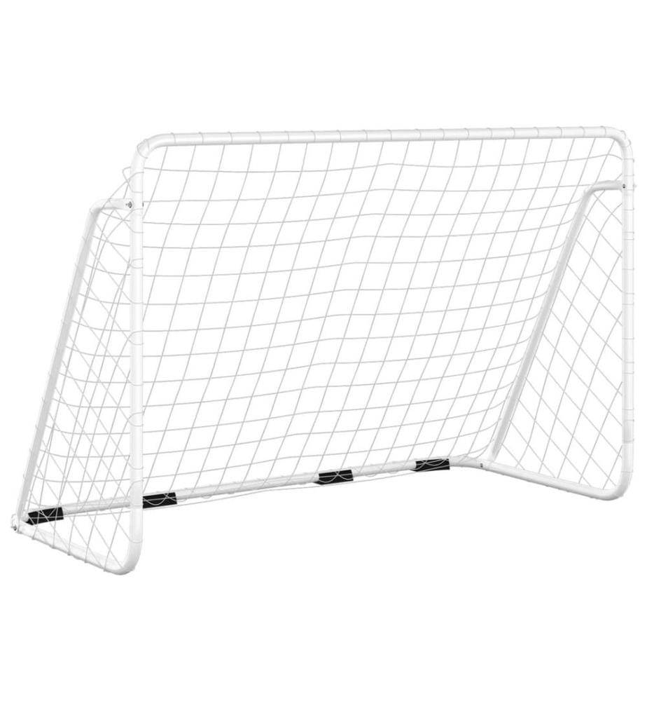 But de football avec filet Blanc 180x90x120 cm Acier