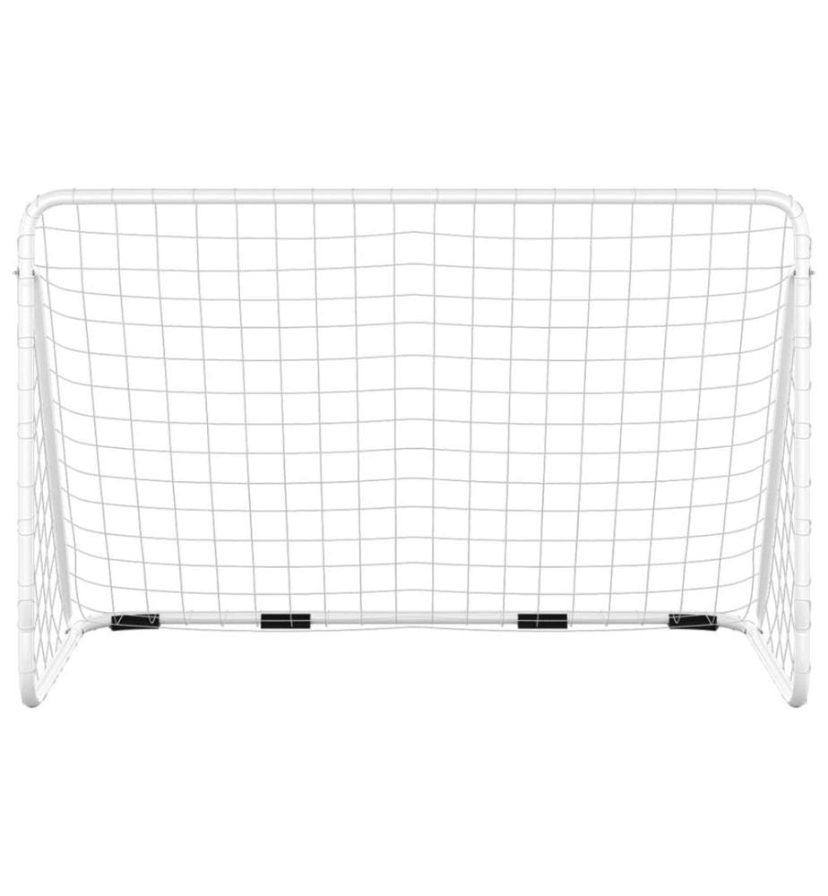 But de football avec filet Blanc 180x90x120 cm Acier