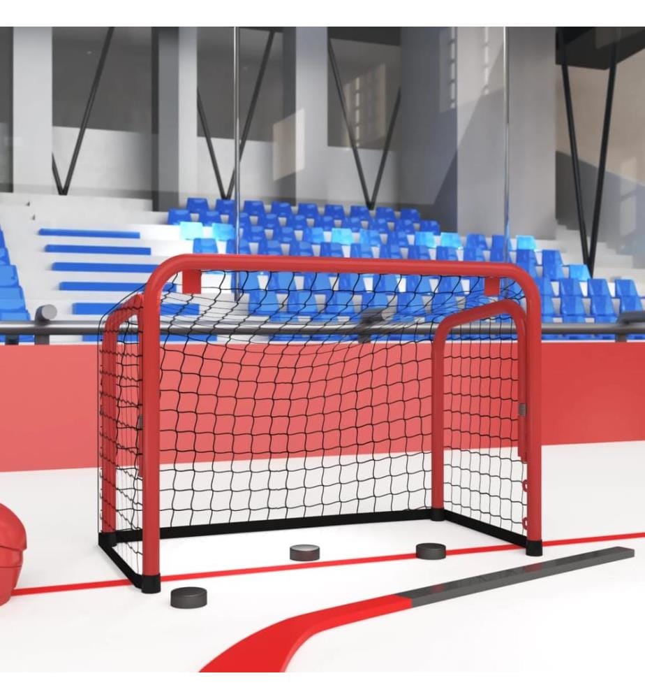 But de hockey avec filet rouge et noir 68x32x47 cm
