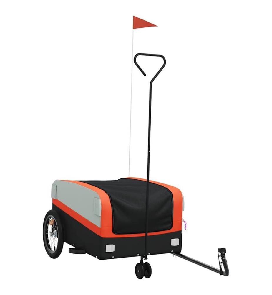 Fahrradanhänger Schwarz und Orange 45 kg Eisen