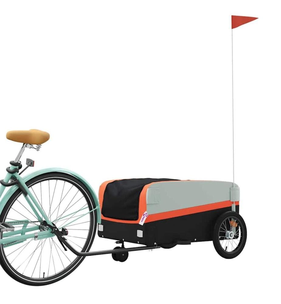 Fahrradanhänger Schwarz und Orange 45 kg Eisen