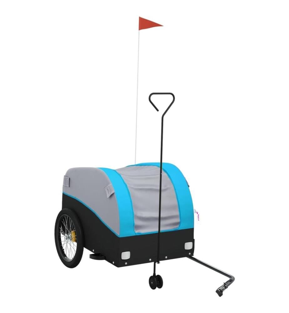 Fahrradanhänger Schwarz und Blau 45 kg Eisen