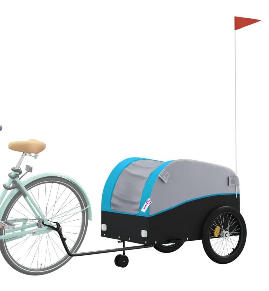 Fahrradanhänger Schwarz und Blau 45 kg Eisen