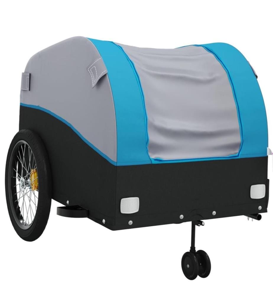 Fahrradanhänger Schwarz und Blau 45 kg Eisen