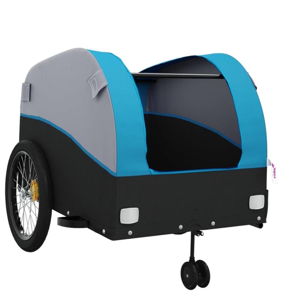 Fahrradanhänger Schwarz und Blau 45 kg Eisen