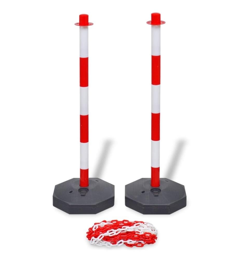Pfosten-Set mit Absperrkette 10 m Kunststoff