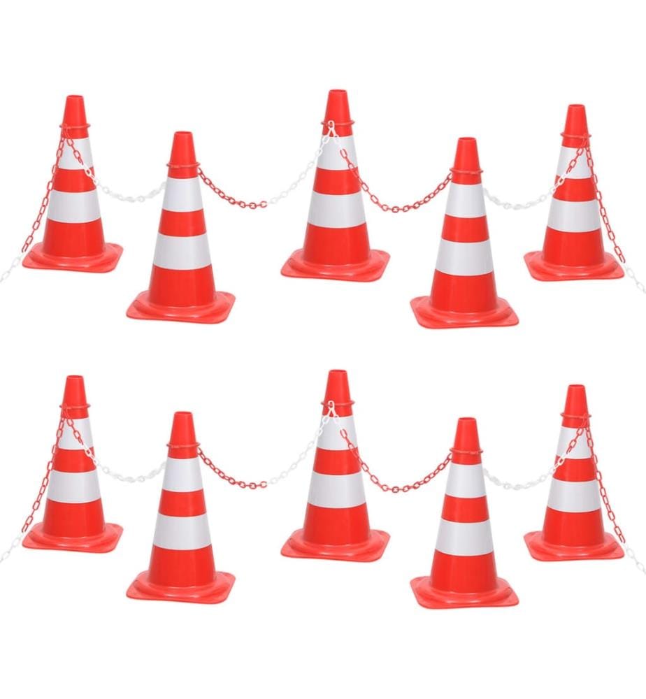 Ensemble de cônes avec 10 m de chaîne Rouge et blanc