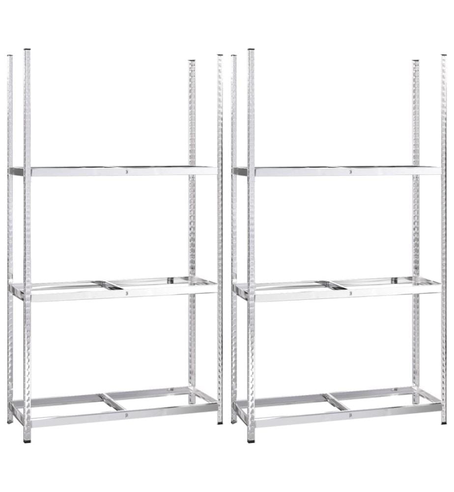 Reifenregale mit 3 Böden 2 Stk. Silbern 110x40x200 cm Stahl