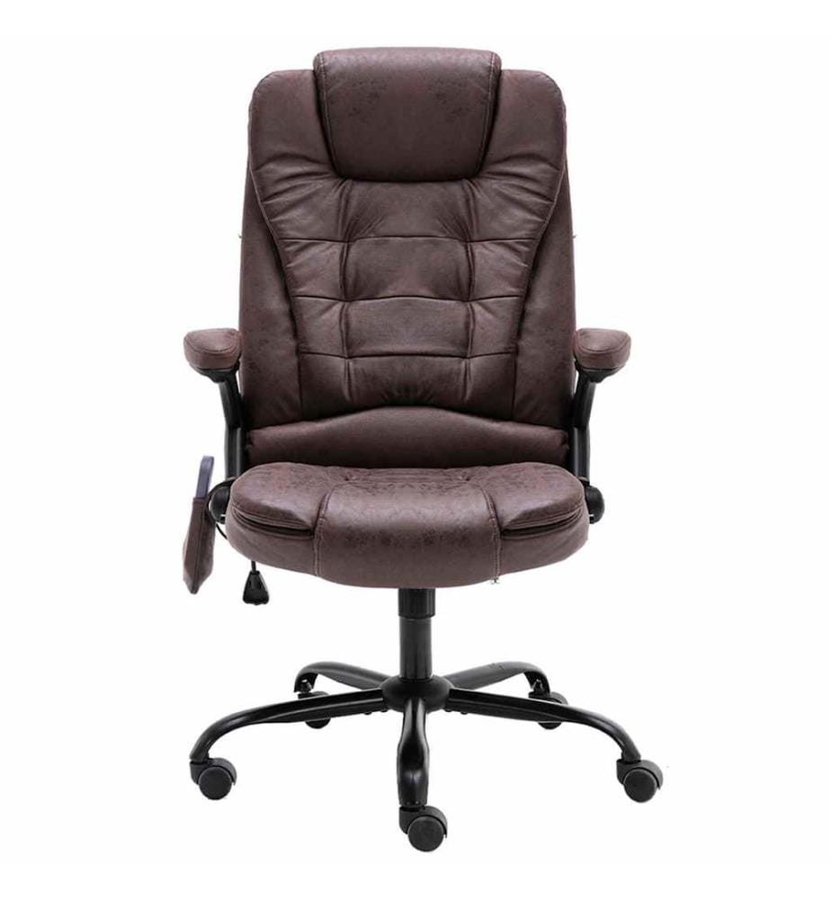 Bürostuhl mit Massagefunktion Dunkelbraun Wildleder-Optik