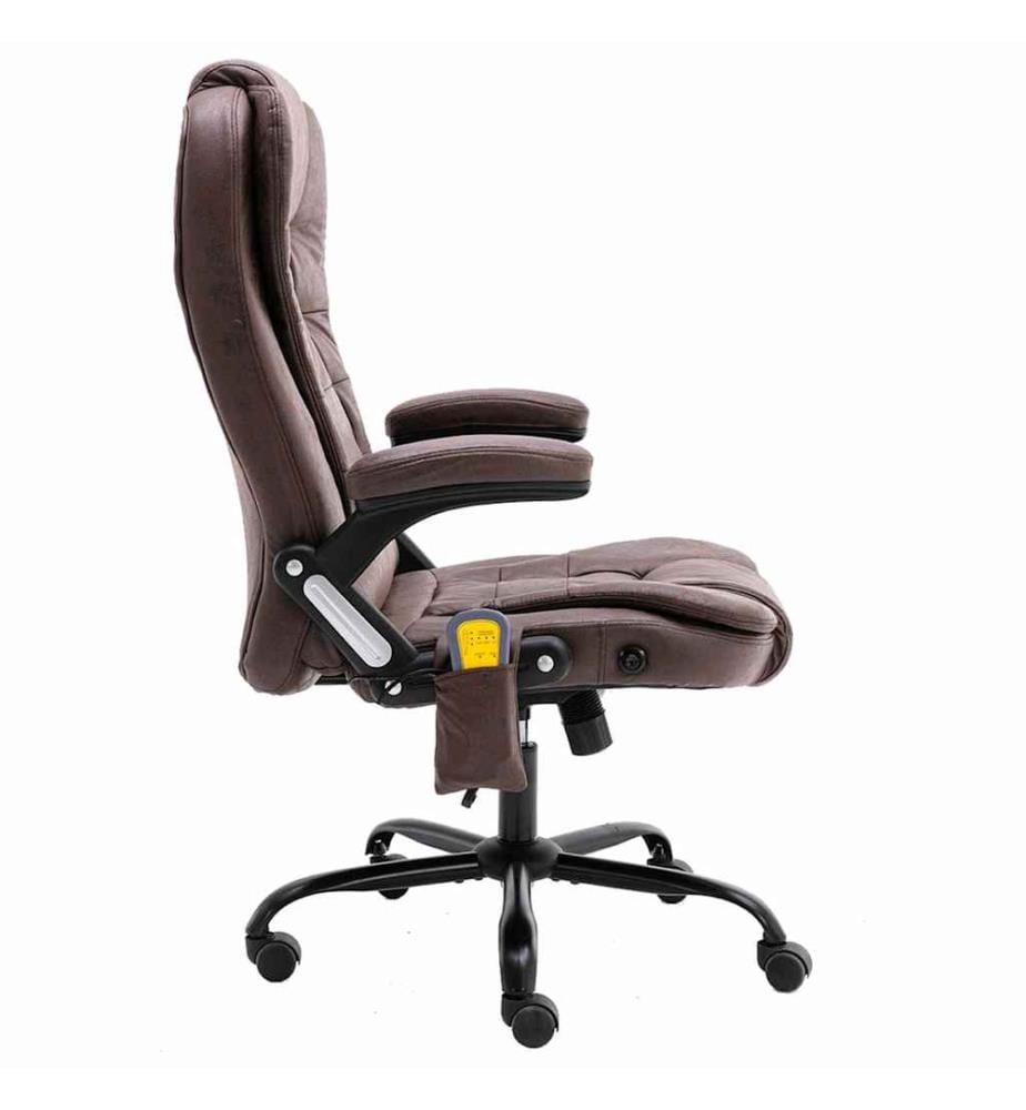 Bürostuhl mit Massagefunktion Dunkelbraun Wildleder-Optik