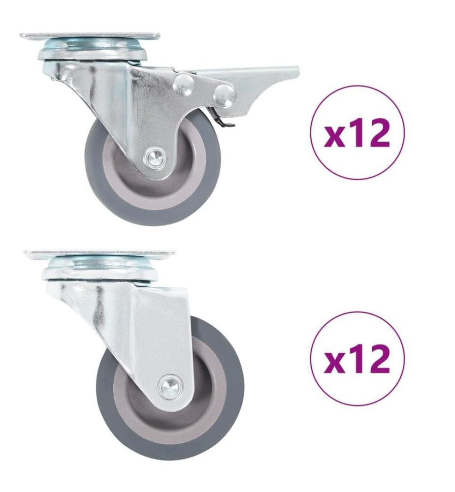 24 pcs Roulettes pivotantes 50 mm
