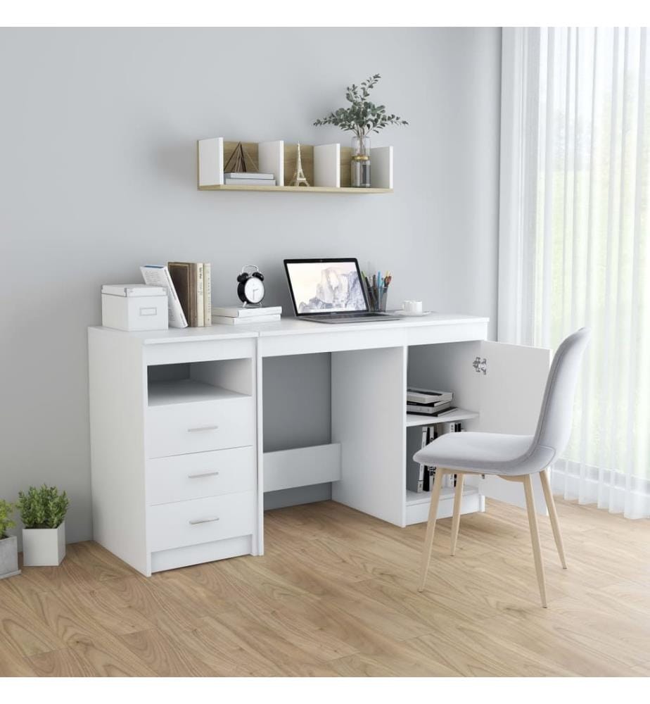 Bureau Blanc 140x50x76 cm Bois d'ingénierie