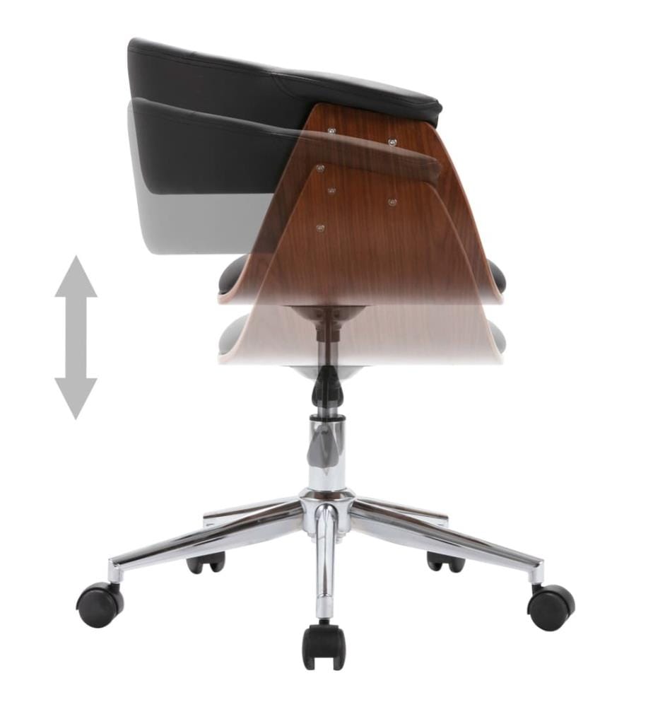 Drehbarer Bürostuhl Schwarz Bugholz und Kunstleder