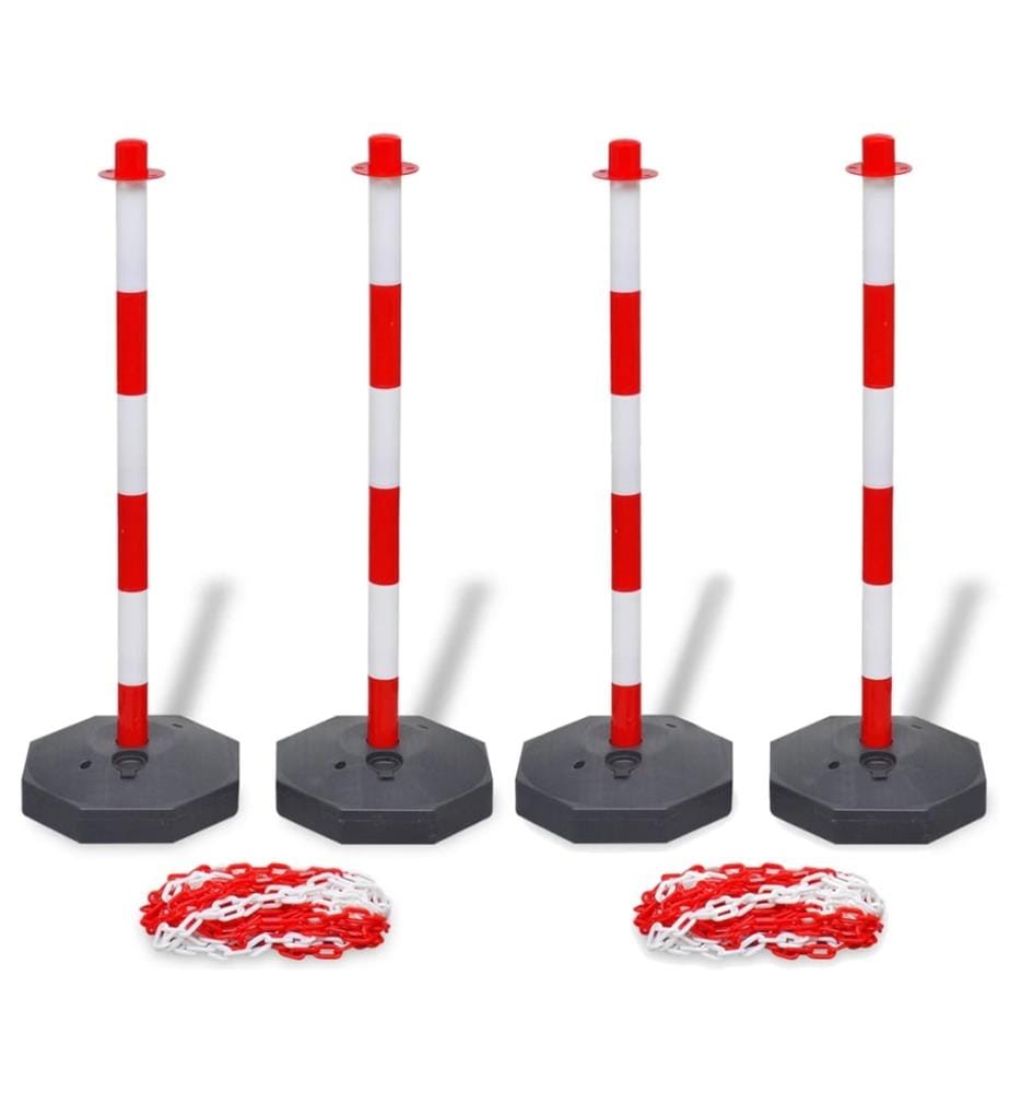 Set von 4 Absperrpfosten und 2 Kunststoff-Ketten von je 10 m