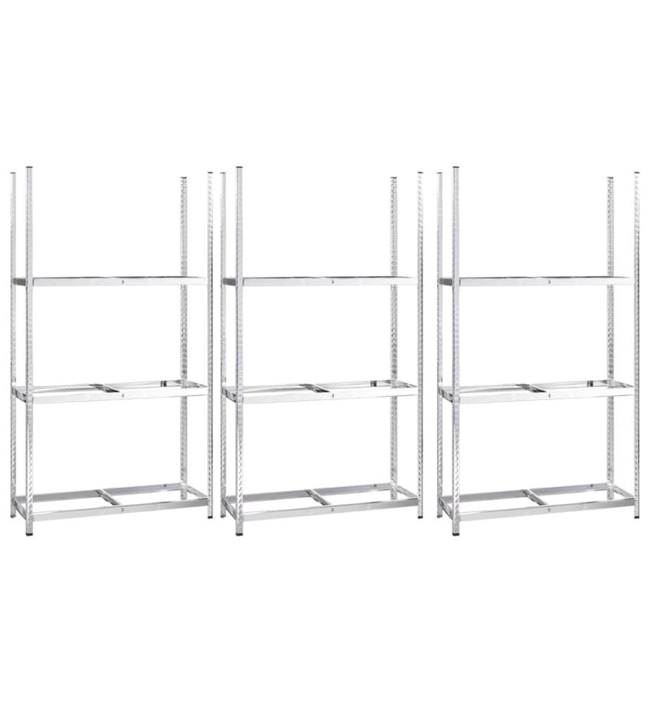 Reifenregale mit 3 Böden 3 Stk. Silbern 110x40x200 cm Stahl
