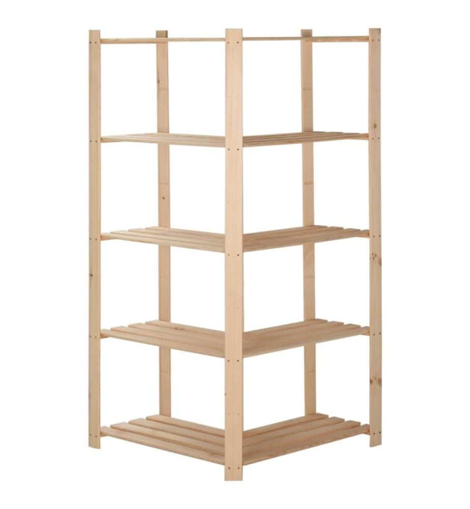 Étagère d'angle de rangement 5 niveaux 82,5x82,5x170 cm Pin