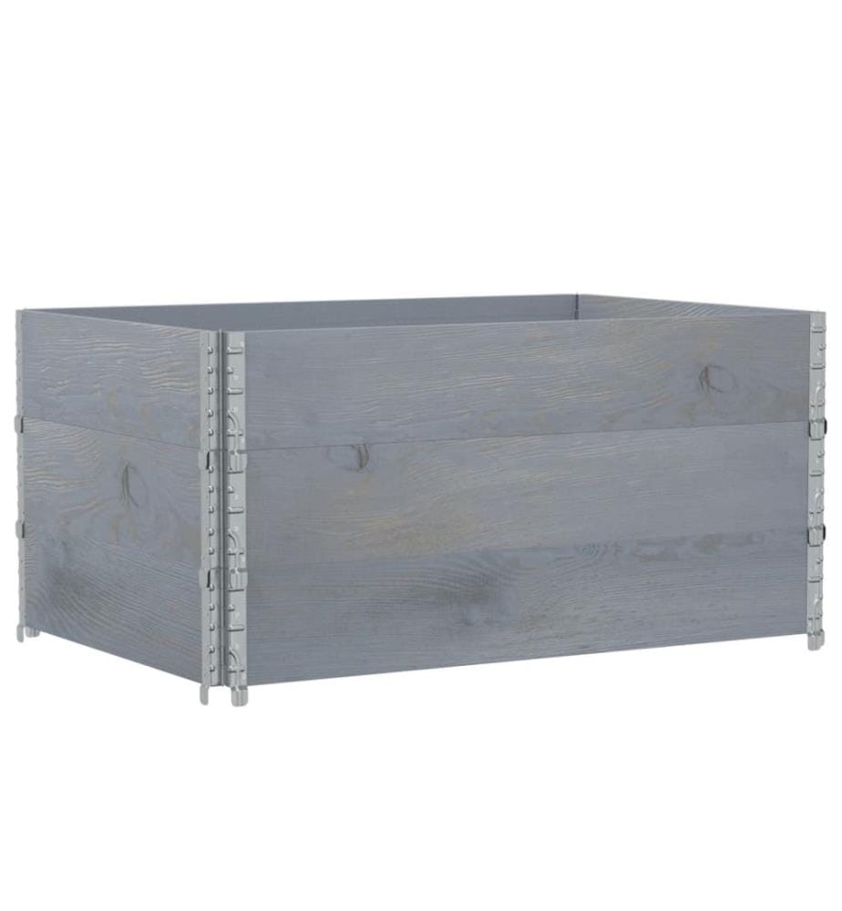 Paletten-Aufsatzrahmen 3 Stk. Grau 120x80 cm Massivholz Kiefer