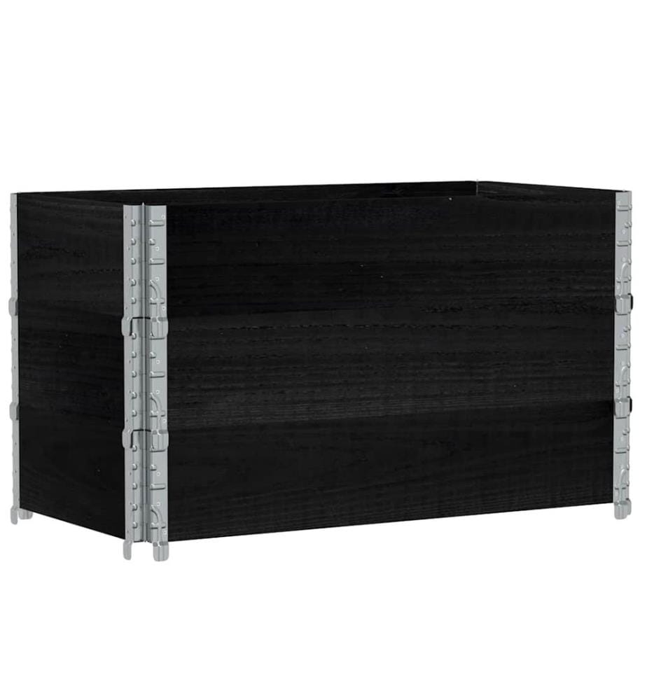 Paletten-Aufsatzrahmen 3 Stk. Schwarz 100x50 Massivholz Kiefer