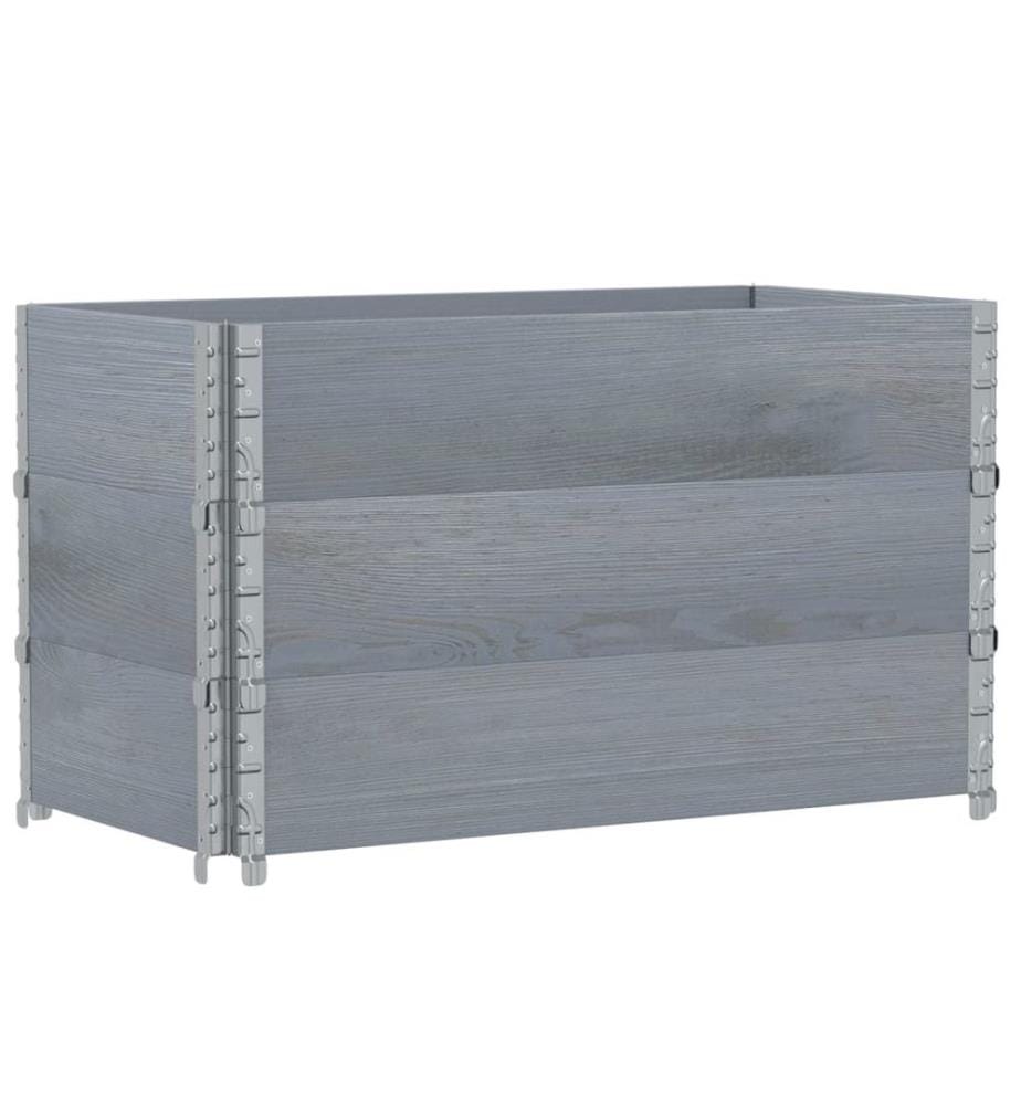 Paletten-Aufsatzrahmen 3 Stk. Grau 100x50 cm Massivholz Kiefer