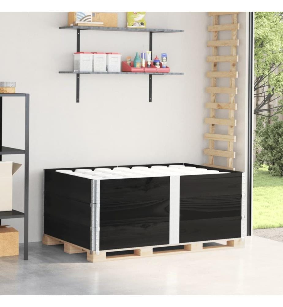 Colliers de palette 3 pcs noir 150x100 cm bois de pin solide