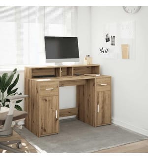 LED-Schreibtisch Artisan-Eiche 120x55x91 cm Holzwerkstoff