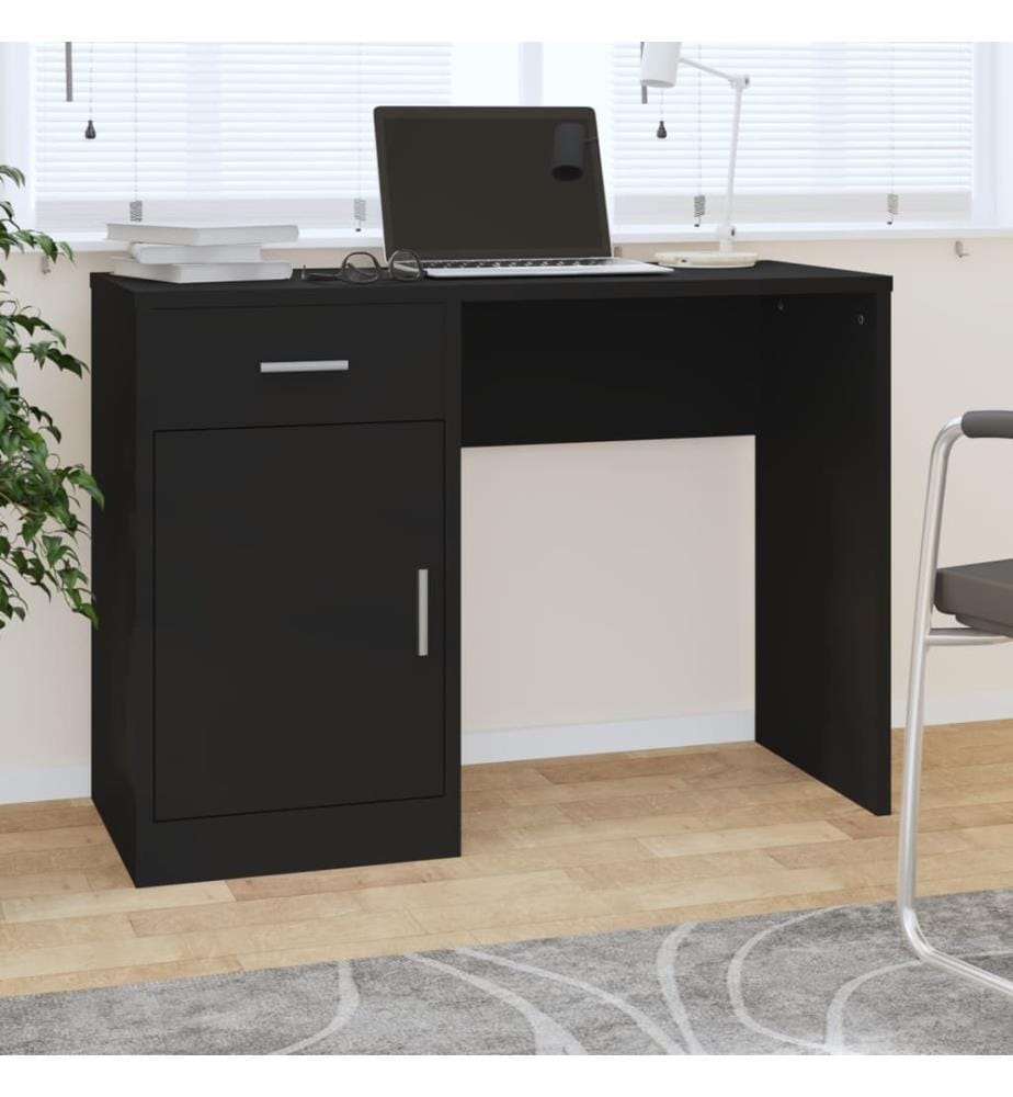 Schreibtisch mit Stauraum Schwarz 100x40x73 cm Holzwerkstoff