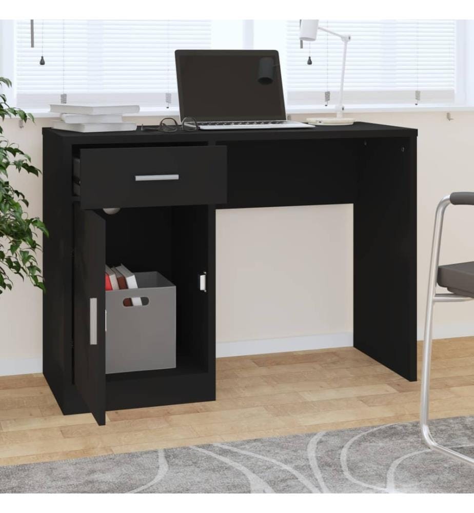 Schreibtisch mit Stauraum Schwarz 100x40x73 cm Holzwerkstoff