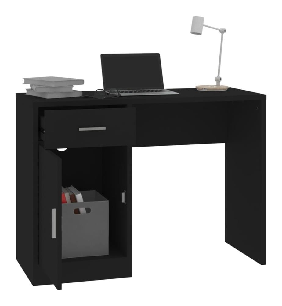 Schreibtisch mit Stauraum Schwarz 100x40x73 cm Holzwerkstoff