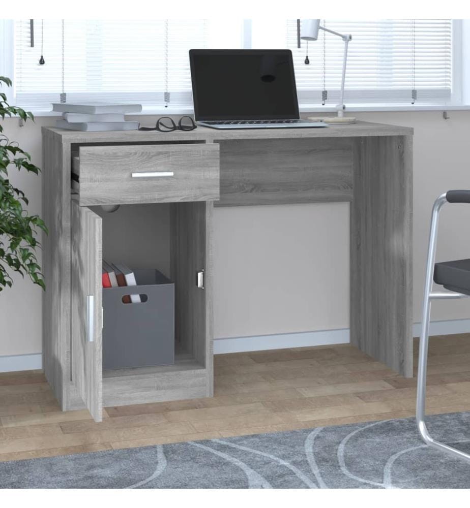 Schreibtisch mit Stauraum Grau Sonoma 100x40x73 cm