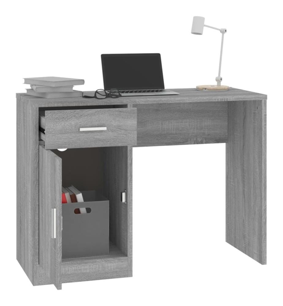 Schreibtisch mit Stauraum Grau Sonoma 100x40x73 cm