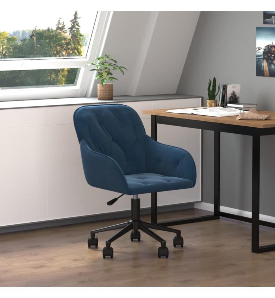 Bürostuhl Drehbar Blau Samt