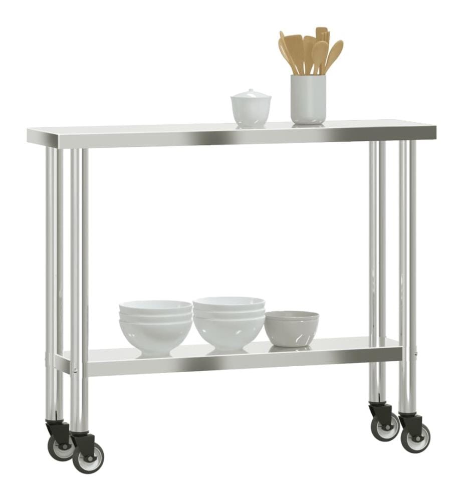 Küchen-Arbeitstisch mit Rollen 110x30x85 cm Edelstahl