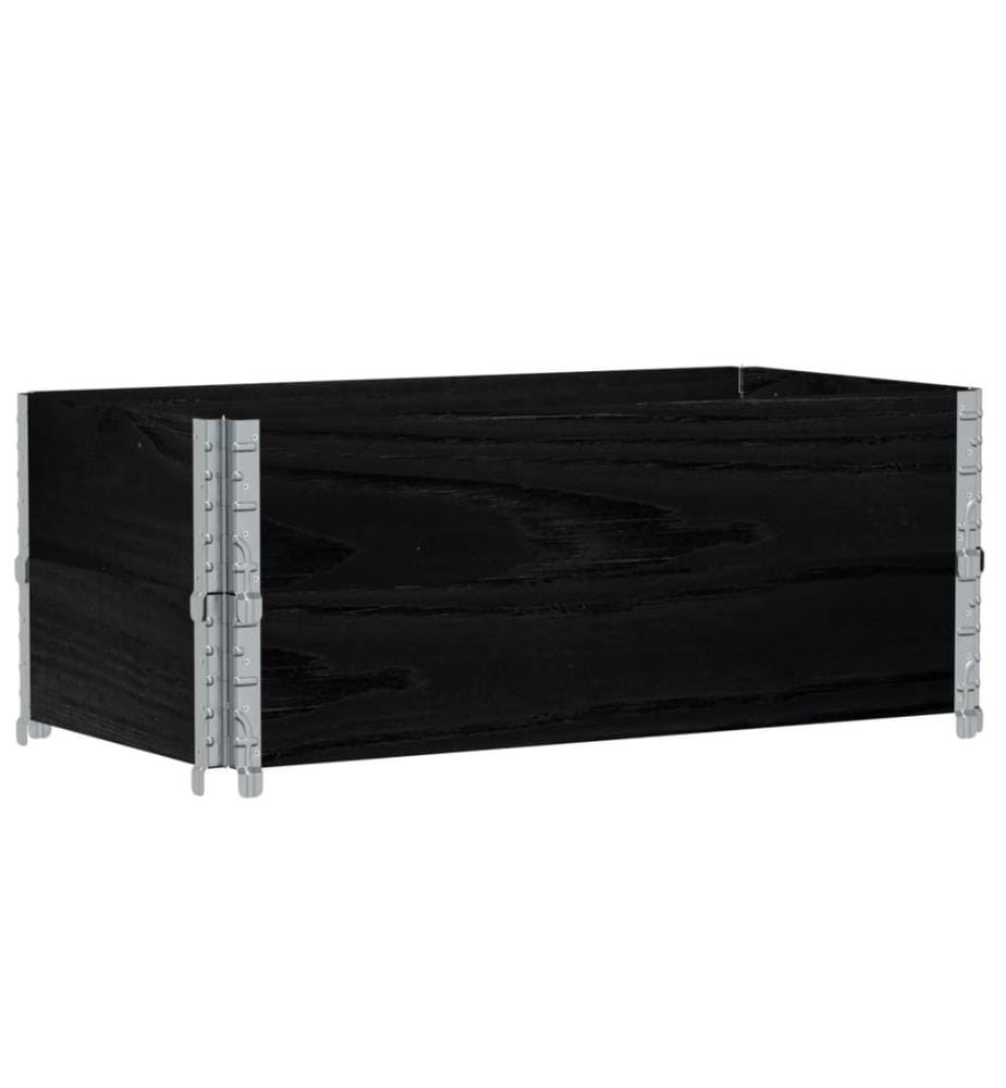 Colliers de palette 2 pcs noir 100x50 cm bois de pin solide