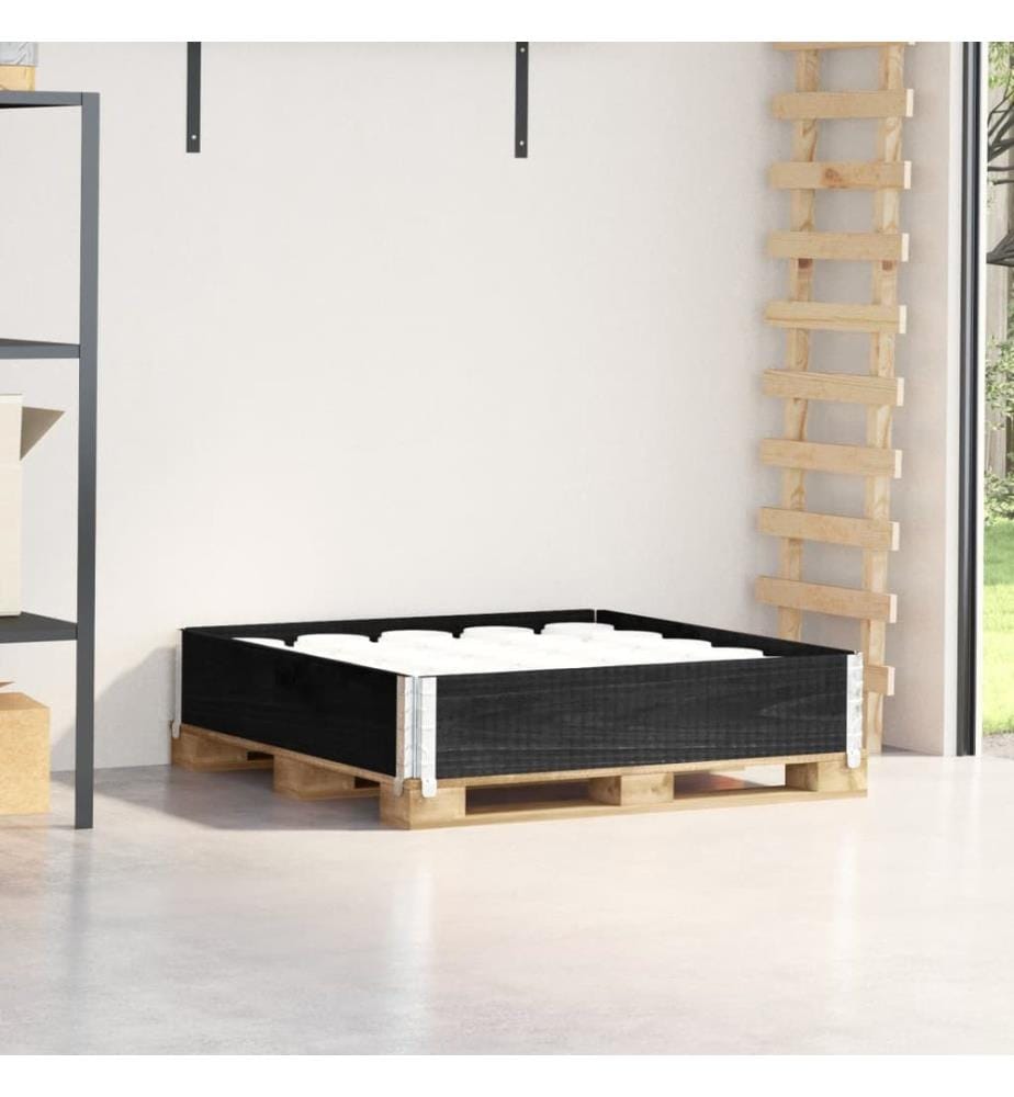 Collier de palette noir 100x100 cm bois de pin solide
