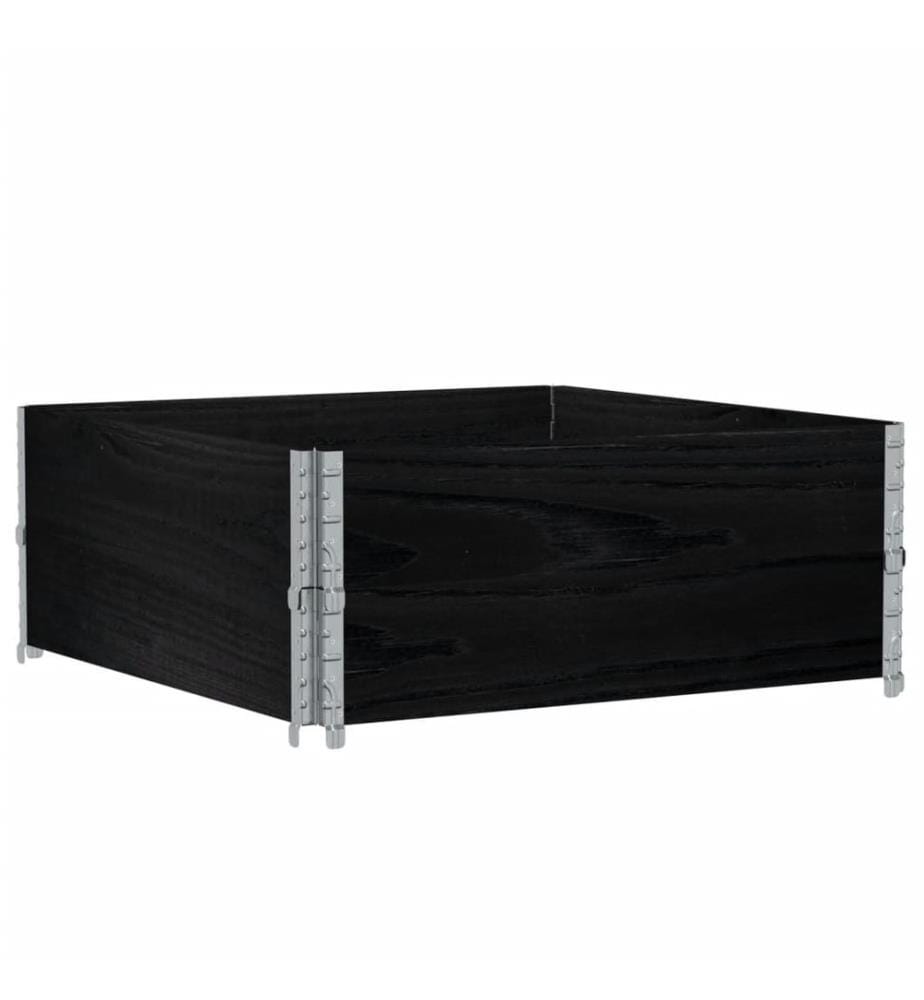 Colliers de palette 2 pcs noir 100x100 cm bois de pin solide