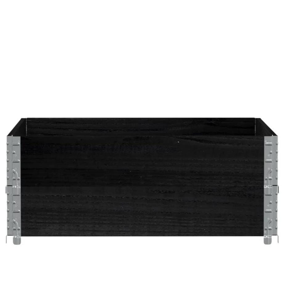 Colliers de palette 2 pcs noir 100x100 cm bois de pin solide
