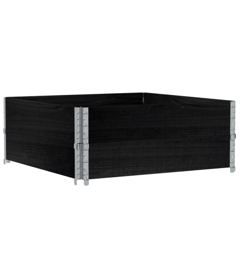Colliers de palette 2 pcs noir 100x100 cm bois de pin solide