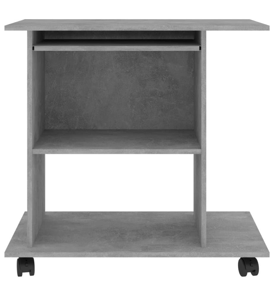 Bureau d'ordinateur Gris béton 80x50x75 cm Bois d'ingénierie