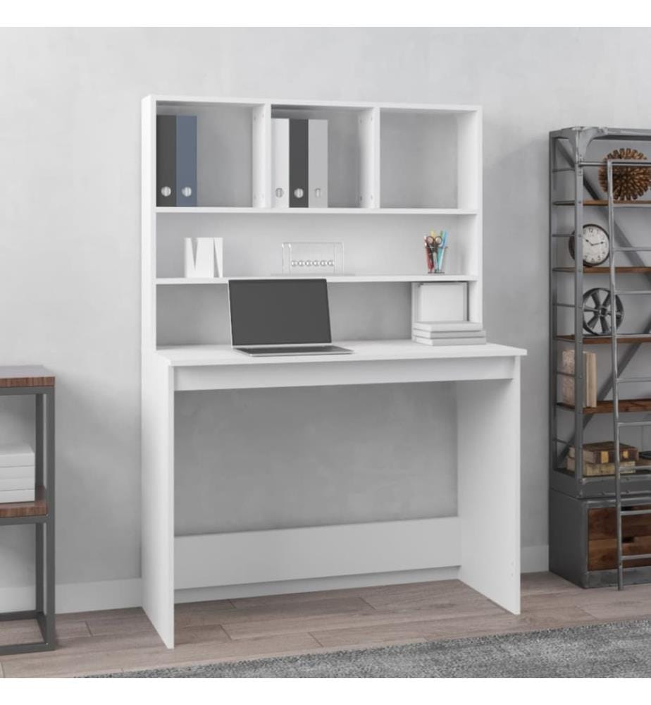 Schreibtisch mit Regal Weiss 102x45x148 cm Holzwerkstoff