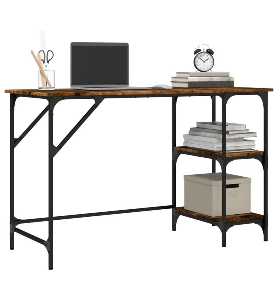 Schreibtisch Räuchereiche 120x50x75 cm Metall Holzwerkstoff