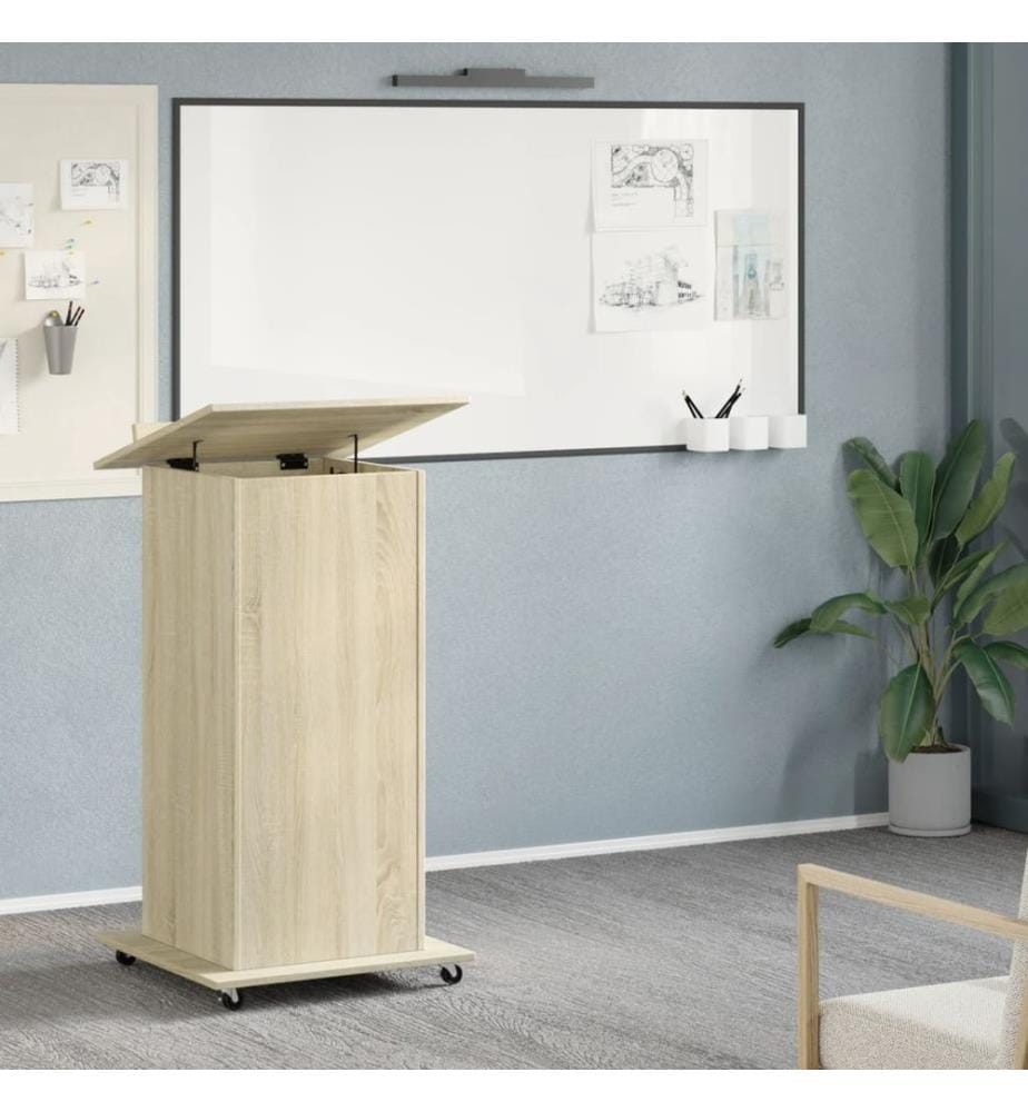 Rednerpult mit Rollen & Schublade Sonoma-Eiche 55x55x107 cm