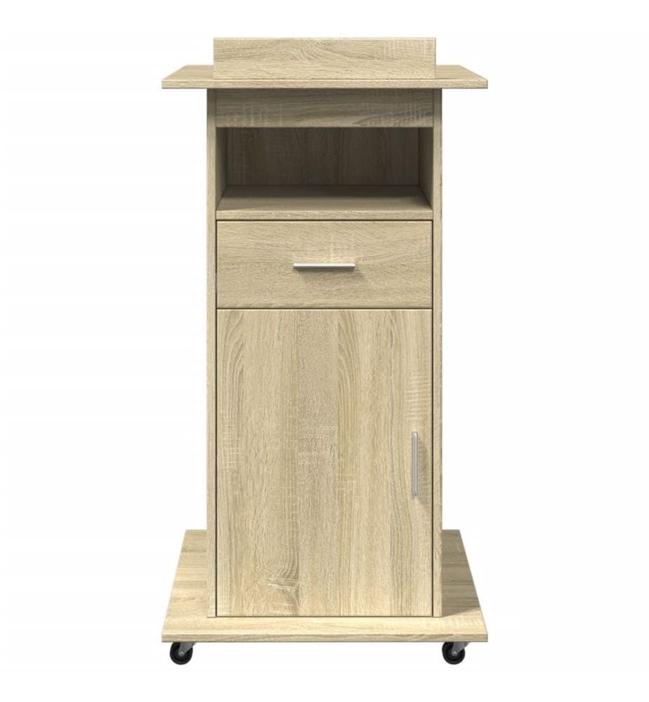 Rednerpult mit Rollen & Schublade Sonoma-Eiche 55x55x107 cm