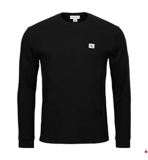 Long-sleeved T-Shirt with waffle texture - black