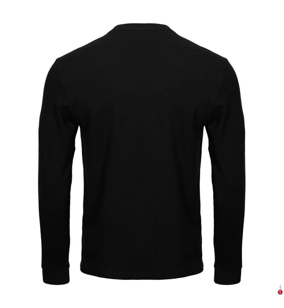 Long-sleeved T-Shirt with waffle texture - black
